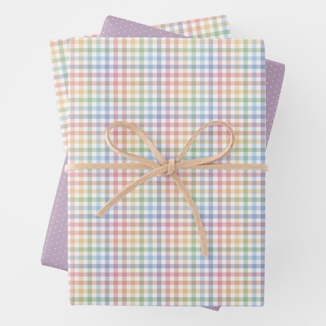 Colourful pastel plaid cute Easter spring Wrapping Paper Sheet (In situ)