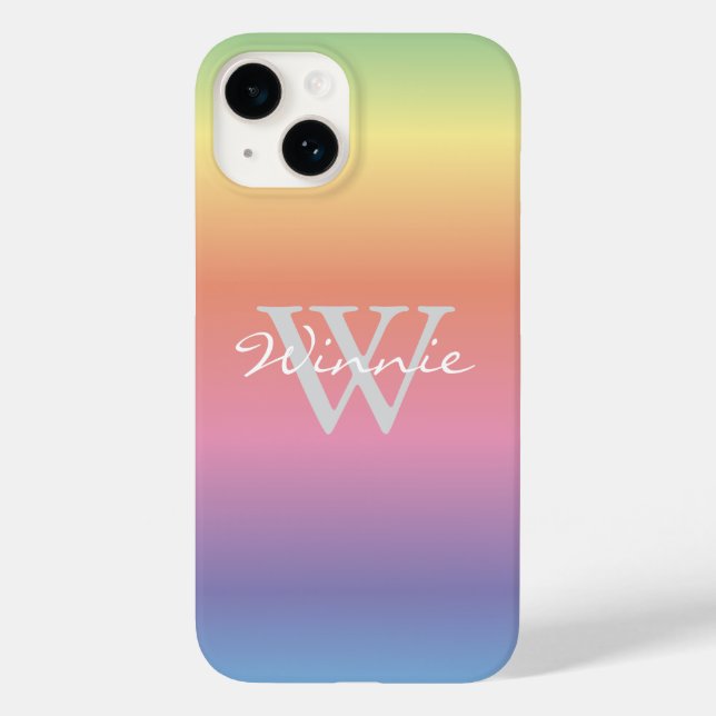 Colourful Pastel Rainbow Colours Monogram Case-Mate iPhone Case (Back)