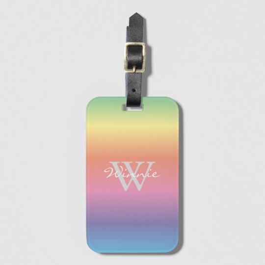 Colourful Pastel Rainbow Colours Monogram Luggage Tag