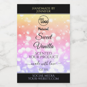Colourful Pastel Rainbow Glitter Product Labels