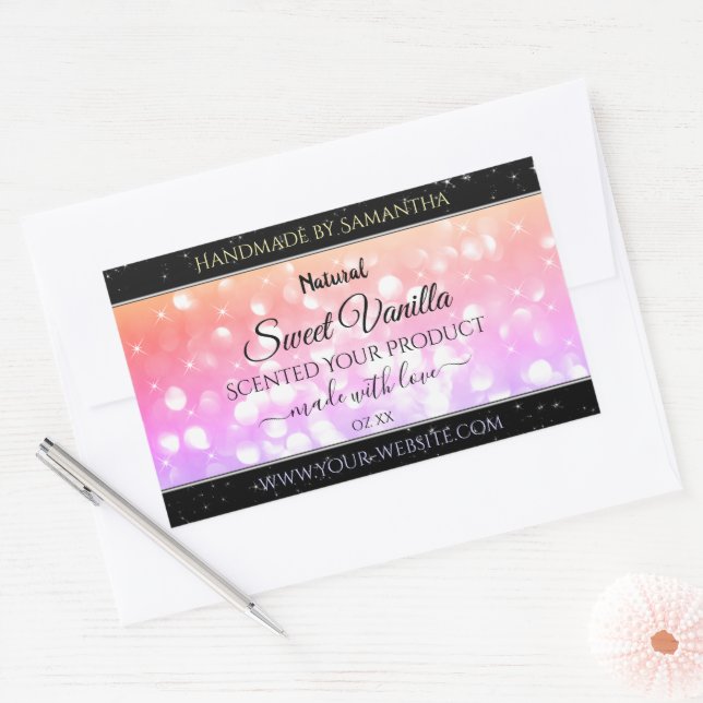 Colourful Pastel Rainbow Glitter Product Labels (Envelope)