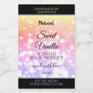 Colourful Pastel Rainbow Glitter Product Labels