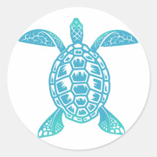 Colourful pastel rainbow sea turtle classic round sticker