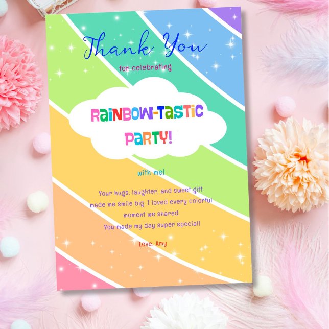 Colourful Pastel Rainbow Sparkle Thank You Card (Creator Uploaded)