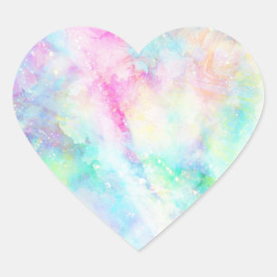 Colourful Pastel Rainbow Tie Dye Galaxy Heart Sticker