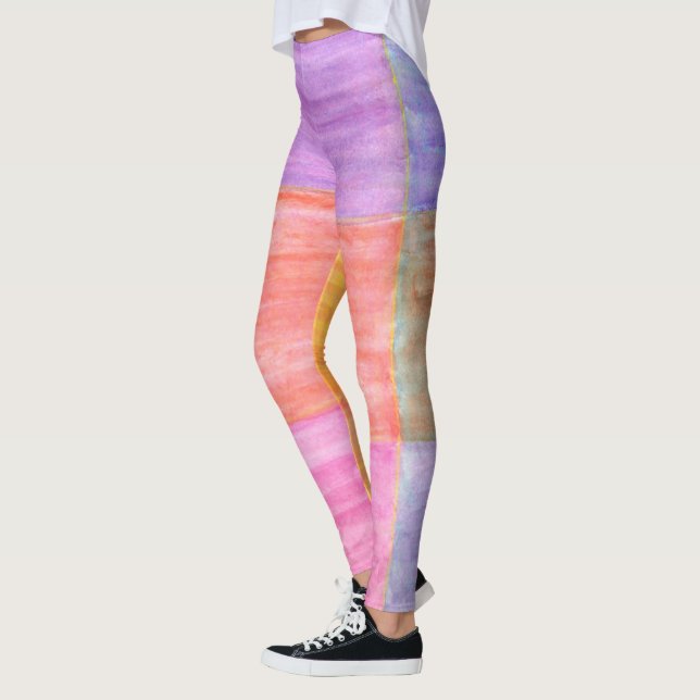 Colourful Pastel Rectangle Blends Leggings (Left)