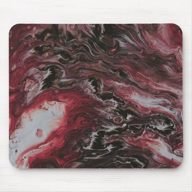 Colourful Pastel Red Abstract Painted Fluid Art Mouse Mat (Front)