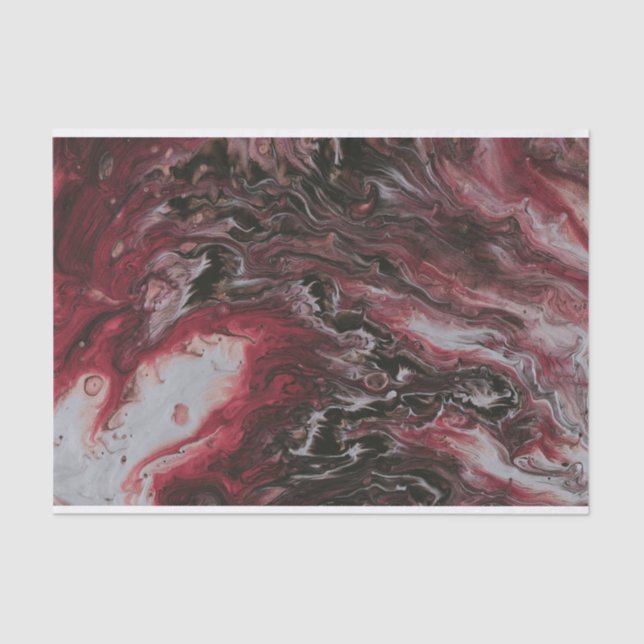 Colourful Pastel Red Abstract Painted Fluid Art Tissue Paper (Front)