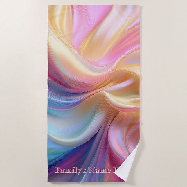 Colourful Pastel Silk Beach Towel (Front)