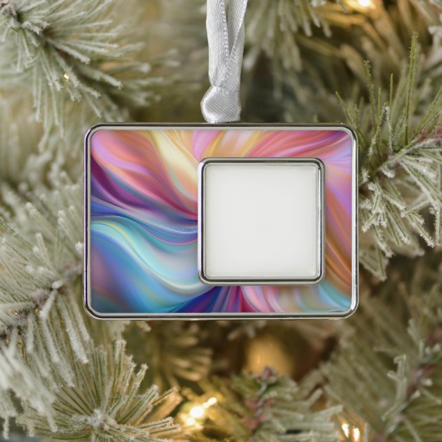 Colourful Pastel Silk Silver Plated Framed Ornament (Tree)