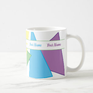 Colourful pastel spring triangles with your name coffee mug