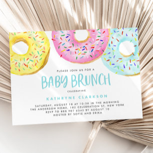 Colourful Pastel Sprinkle Doughnuts Baby Brunch Invitation