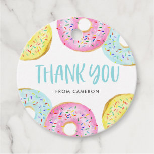 Colourful Pastel Sprinkle Doughnuts Birthday Thank Favour Tags