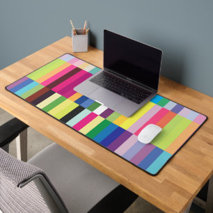 Colourful Pastel Stripes Pattern Pretty Gaming  Desk Mat