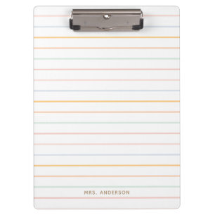 Colourful Pastel Stripes Personalised Clipboard