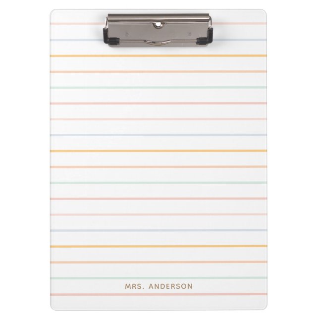 Colourful Pastel Stripes Personalised Clipboard (Front)