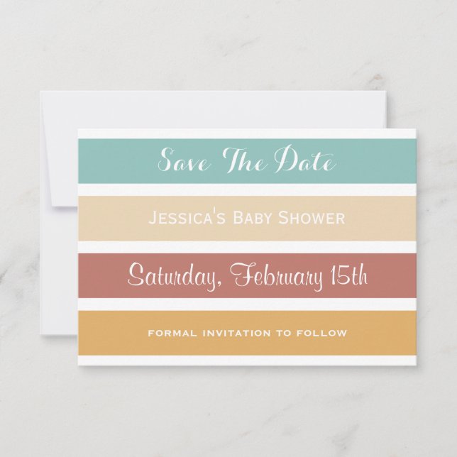 Colourful Pastel Stripes Save the Date (Front)