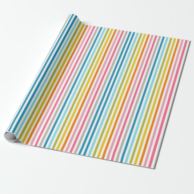 Colourful Pastel Stripes Wrapping Paper (Unrolled)