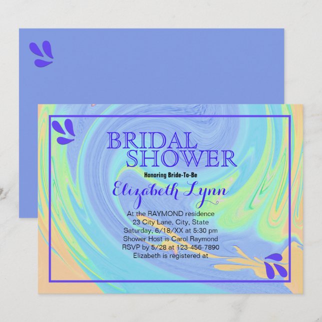 Colourful Pastel Swirl Bridal Shower Template (Front/Back)