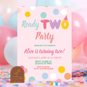 Colourful Pastel Time TWO party birthday Invitation