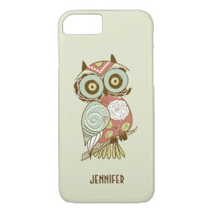 Colourful Pastel Tones Retro Floral Owl Case-Mate iPhone Case