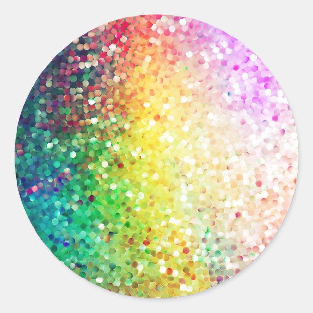 Colourful Pastel Tones Retro Glitter Classic Round Sticker (Front)