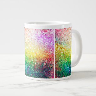 Colourful Pastel Tones Retro Glitter Large Coffee Mug
