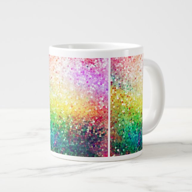 Colourful Pastel Tones Retro Glitter Large Coffee Mug (Front Right)