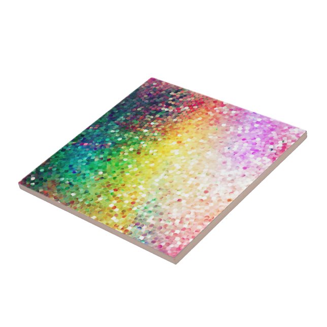 Colourful Pastel Tones Retro Glitter Tile (Side)