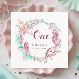Colourful Pastel Under the Sea Birthday Napkin
