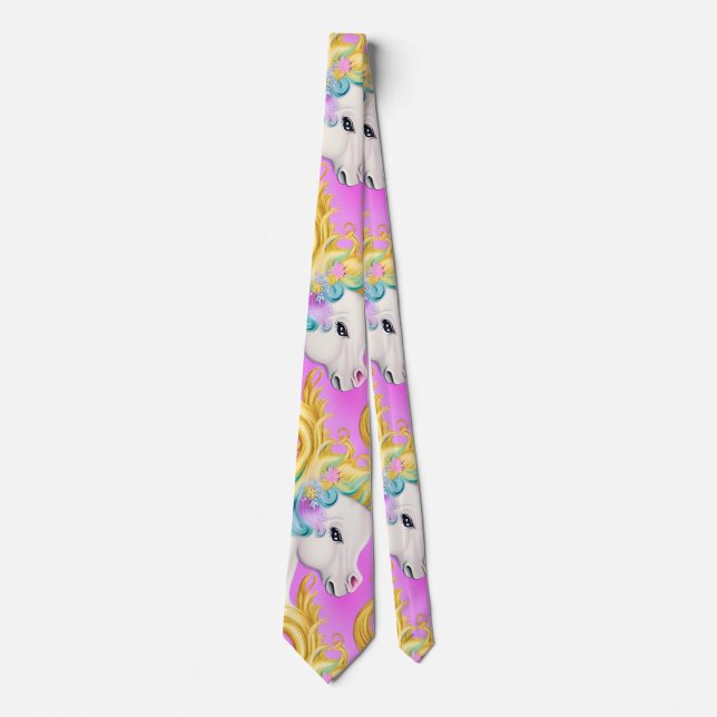 Colourful Pastel Unicorn with Rococo Baroque Accen Tie (Front)