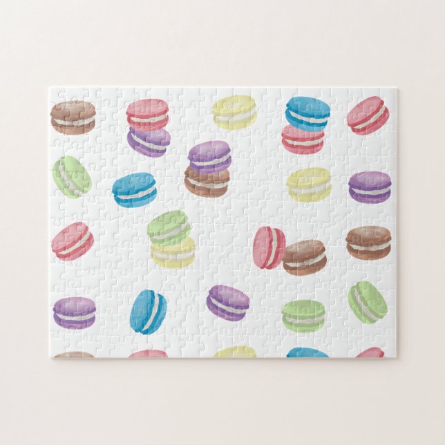 Colourful Pastel Watercolor French Macarons  Jigsaw Puzzle (Horizontal)