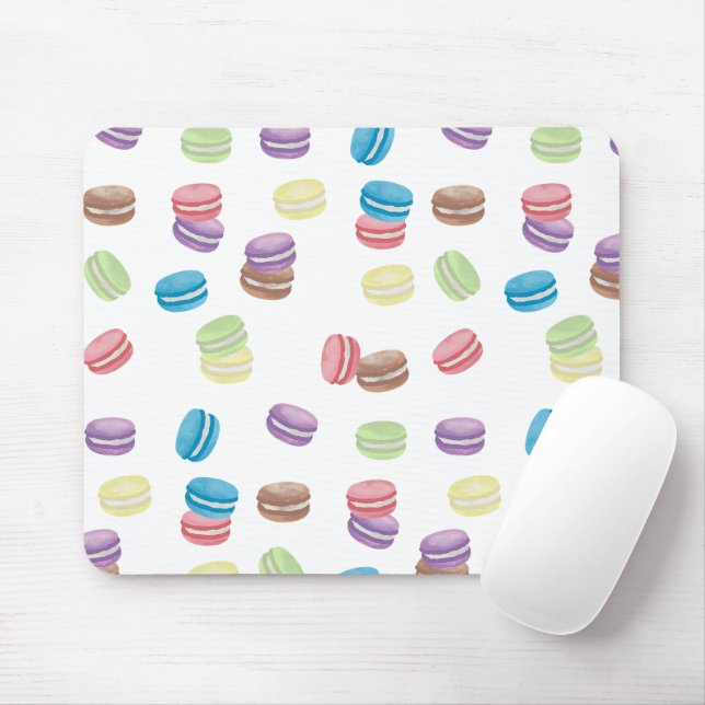 Colourful Pastel Watercolor French Macarons  Mouse Mat (With Mouse)