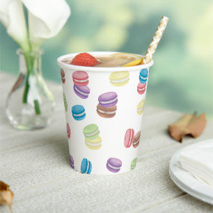 Colourful Pastel Watercolor French Macarons  Paper Cups