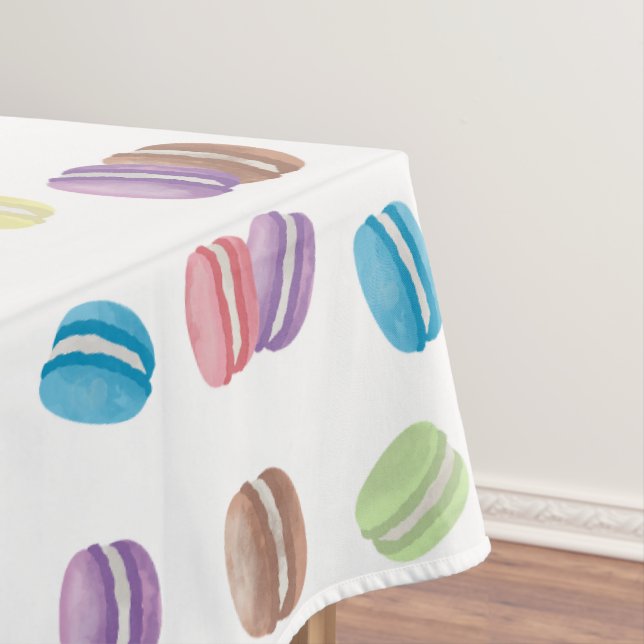 Colourful Pastel Watercolor French Macarons  Tablecloth (In Situ)