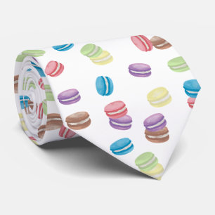 Colourful Pastel Watercolor French Macarons  Tie