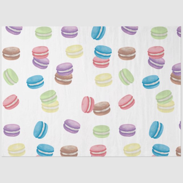 Colourful Pastel Watercolor French Macarons  Tissue Paper (Front)