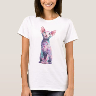 Colourful Pastel Watercolor Splatter Sphynx Cat Me T-Shirt