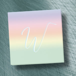 Colourful pastel watercolor typography monogram post-it notes