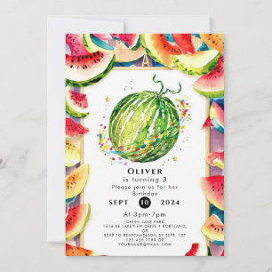 Colourful Pastel Watermelon Birthday Invitation