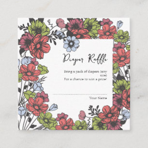 Colourful Pastel Wildflower Baby Diaper Raffle Enclosure Card