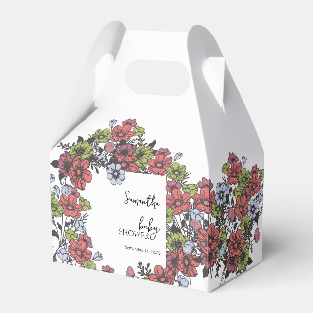 Colourful Pastel Wildflower Baby Shower Favour Box (Front Side)