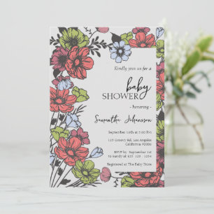 Colourful Pastel Wildflower Baby Shower Invitation
