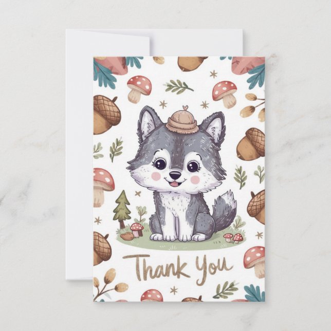 Colourful Pastel Wolf Thank You Card (Front)
