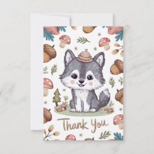 Colourful Pastel Wolf Thank You Card