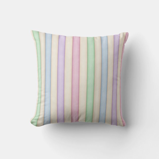Colourful Pastels Distressed Stripes Cushion (Front)