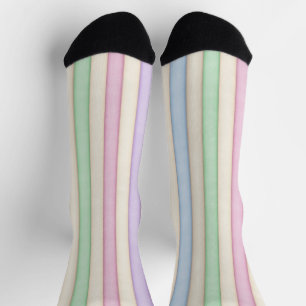 Colourful Pastels Distressed Stripes Socks