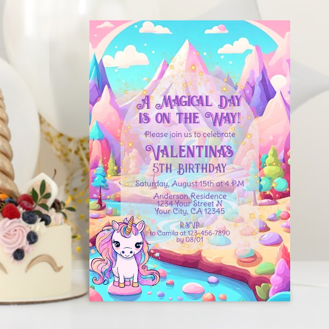 Colourful Pastels Magical Day Cute Unicorn Birthda Invitation (Creator Uploaded)