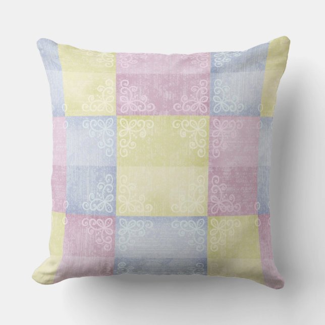 Colourful Pastels Patchwork Cushion (Front)