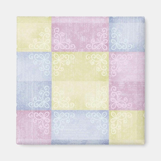 Colourful Pastels Patchwork Magnet (Front)